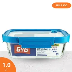 BASA - Taper crystal glass rectangular con válvula 1 L Azul