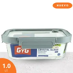 BASA - Taper crystal glass rectangular con válvula 1 L gris