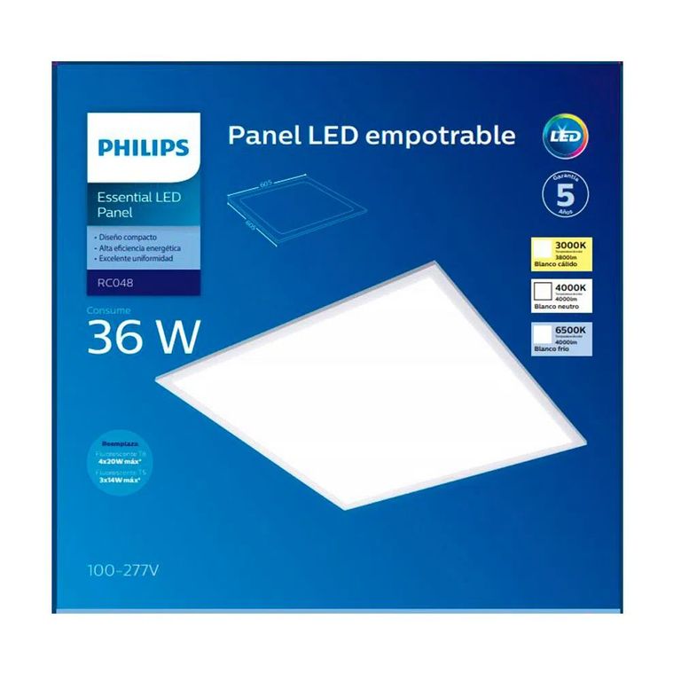 Philips Panel Led Empotrable 36W 60x60 6500k