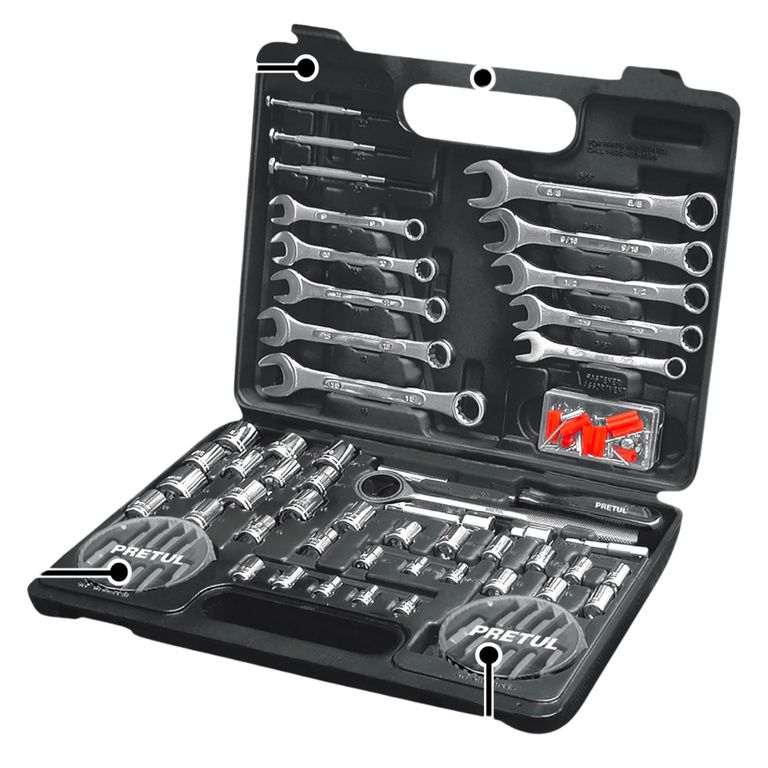 Racing Juego de 71 herramientas para mecánico 1/4" y 3/8", Pretul