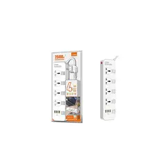 LDNIO - SC4408 Extension Tomacorriente Supresor 4 Tomas + 4 Usb 2500W