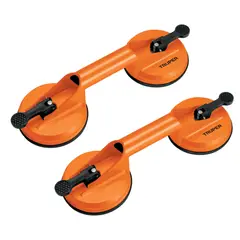 Truper - 2 Ventosas de 2 copas de succión,  para porcelanato, mármol, vidrio