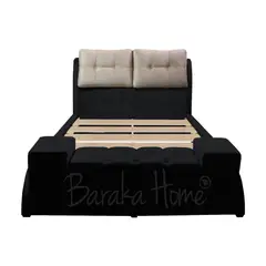 BARAKA HOME - Cama Tapizada Barkus 1.5 Plz - Negro