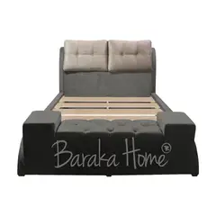 BARAKA HOME - Cama Tapizada Barkus 1.5 Plz - Gris Oscuro