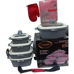 VALESKA - JUEGO DE OLLAS ROCA VOLCANICA - 10 PZ