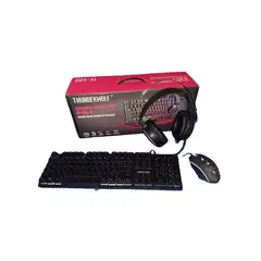 GENERICO - Combo 4 en 1 Thunderwolf, Mouse+Teclado+Audifonos+Mousepad