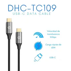HP - Cable de Carga Rápida HP Tipo C USB-C 15M Acabado Aluminio DHC-TC109