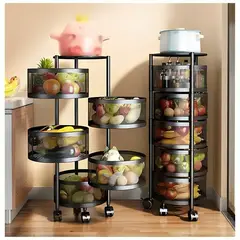 GENERICO - Estante Organizador de Verduras Circular Giratorio de 5 Niveles Ruedas
