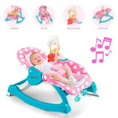 IDEAL - Silla de Comer Mecedora 3 en 1 Vibrador y Toys Rosado