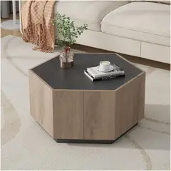 VENTITAS HOME - Mesa de Centro Moderna Leticia Color Rovere y Negro