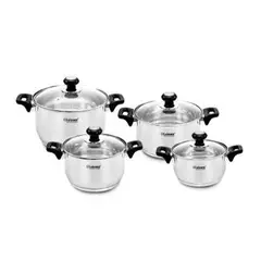 LUISSANT - Juego de ollas LU 1104A 8 Piezas Negro