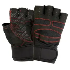 GENERICO - Guantes con muñequera par de guantes NEGRO TALLA M