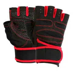 GENERICO - Guantes con muñequera par de guantes ROJO TALLA M