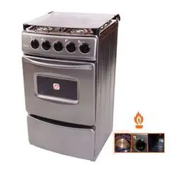 FADIC - Cocina con tapa de vidrio y Horno Sami 4h gris