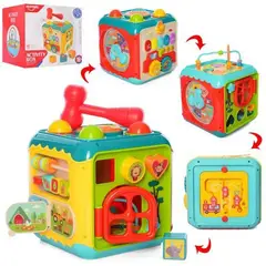 HUANGER - CUBO EDUCATIVO DE ACTIVIDADES 7 EN 1 CON SONIDOS Y LUCES