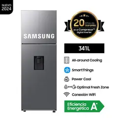 SAMSUNG - Refrigeradora Top Mount Freezer 341LT con Dispensador Silver