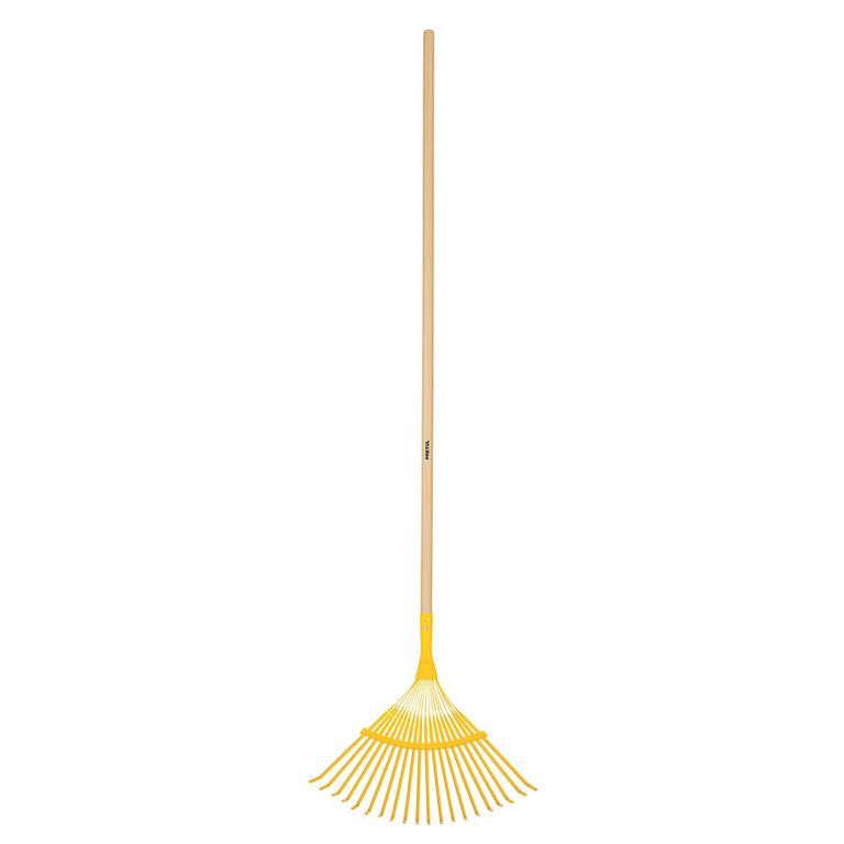 Escoba metálica para jardín, curva, 20 dientes, mango 48" COD 21431 Pretul