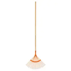 Truper - Escoba metálica para jardín, curva, 22 dientes redondos, mango 48" COD 14324 Truper