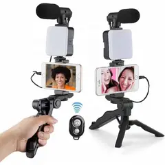GENERICO - Kit grabacion de video con tripode luz led bluetooth microfono