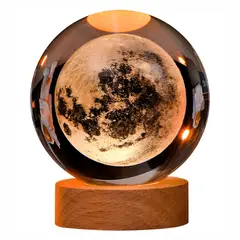 ELMEJORPRECIO - Esfera Con Diseño 3D Mini Lámpara De Luz Cálida Modelo Luna