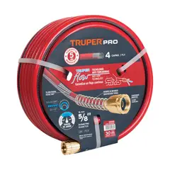 TRUPER - Manguera 5/8" super reforzada 4 capas 30 m conexiones metal COD 16040
