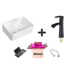 IMPORTADO MC - COMBO DE LAVATORIO GRIFERIA COLOR NEGRO + JABONERA+ TUBO ABASTO