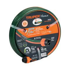 TRUPER - Manguera 1/2"reforzada 3 capas 15 m conexiones plásticas COD 16051 Truper