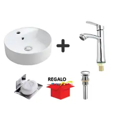 GENERICO - COMBO DE LAVATORIO GRIFERIA CROMADO + JABONERA+ DESAGUE CROMADO