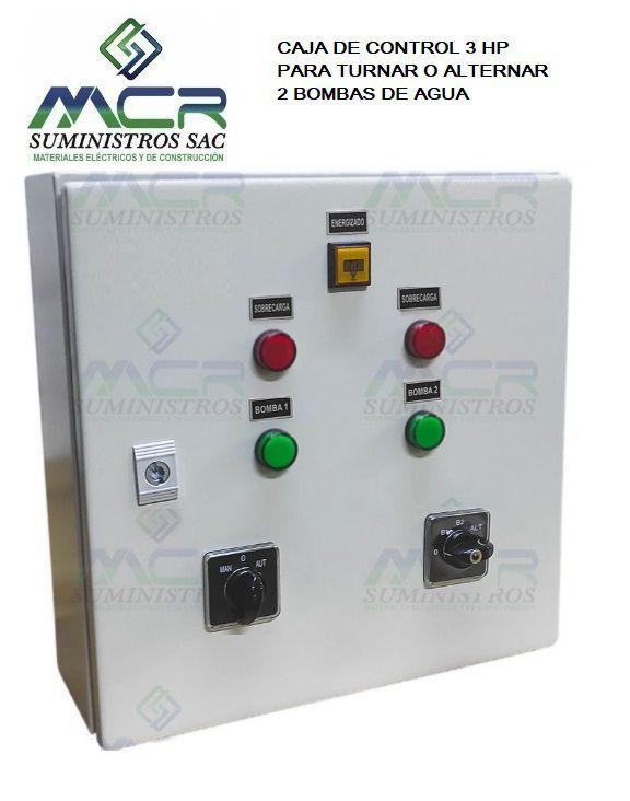 CAJA DE CONTROL 3 HP PARA TURNAR 2 BOMBAS DE AGUA