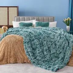 GENERICO - Manta 3 piezas ultrasuave y cálido para invierno Queen verde