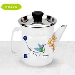 RECORD - CAFETERA ACERO VITRIFICADO BAJA DECORADO COLIBRÍ N°02