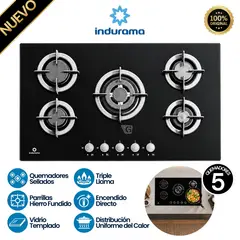 INDURAMA - Encimera Empotrable Indurama EGI-905VDNEG 5 hornillas - Negro