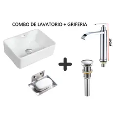 GENERICO - COMBO DE LAVATORIO GRIFERIA  CASCADA + JABONERA+ DESAGUE CROMADO