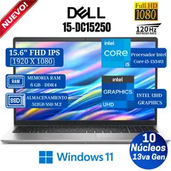 DELL - Laptop 15 DC15250 15.6" FHD IPS ,Core i5-1334U, 13va Gen,Ram 8GB, SSD 512GB,Win 11 Pro
