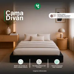 MUEBLES MACRUMO - Cama Diván 2 Plz  (Base Tarima + Cama Auxiliar)