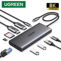 UGREEN - Adaptador Tipo C 10 En 1 Multiport Hub Estacion Lan Hdmi 8K 4k