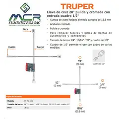 TRUPER - LLAVES DE CRUZ 20" CUADRO DE 1/2"
