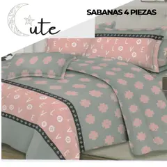 CUTE - JUEGO DE SÁBANAS QUEEN