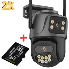 OEM - Camara Doble Lente Exterior Wifi Icsee 2K + Memoria 64Gb