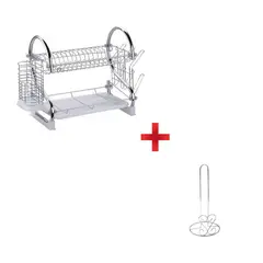 SASARU - Escurridor para Platos 2 Niveles + Porta Papel Toalla