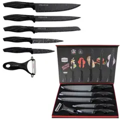 INSPIRA MARKET - Set de cuchillos elegantes diseño grafito negro x6 pzs