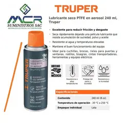TRUPER - Lubricante seco anticorrosivo PTFE en aerosol 240 ml