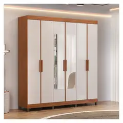 PAZART MUEBLES - ROPERO 6P 2C CON ESPEJO VALENCIA OFF WHITE