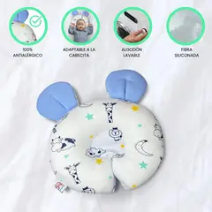 CUZKA - Almohada Anti cabeza Plana para Bebé «OREILLE» Ligth Blue