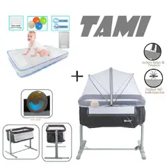 EBABY - Cuna Colecho Tami EB756-Colchon C-Plomo