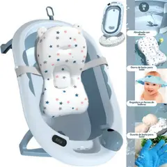 CAM - Bañera para bebe con Termómetro + gorro regadera y guantes