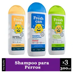 GENERICO - Pack x3 Shampoo para Perros Adultos Fresh Can Frasco 300 ml