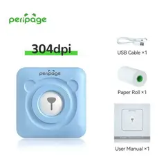 PERIPAGE - Impresora térmica bluetooth A6 304 dpi