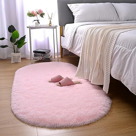 Alfombra ovalada felpa1,50 x 50 cm color rosado bebe