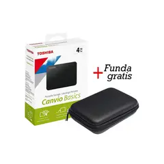 TOSHIBA - Disco Externo Toshiba 4TB 3.0 Canvio Basics + Funda Regalo